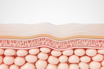 Fototapeta na wymiar saggy skin layer and skin cells, 3D rendering.