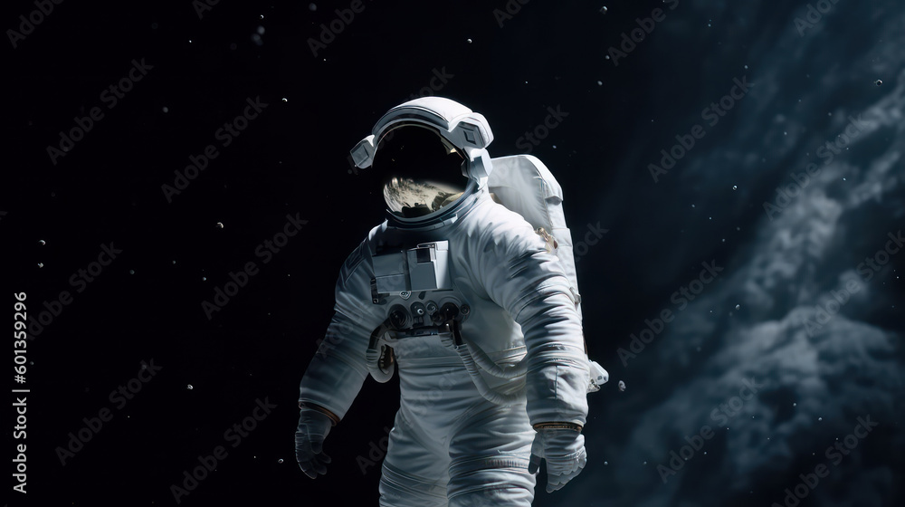 Canvas Prints space suits isolated on space background. ai generated.