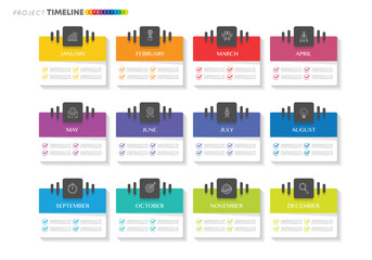 infographic Project timeline graph for 12 months modern diagram calendar, presentation vector infographic.