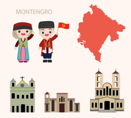 Montengro international Economic Community Infographic with Traditional Costume
