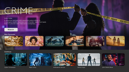 Interface of Streaming Service Website. Online Subscription Offers TV Shows, Realities, and Fiction...
