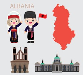Albania international Economic Community Infographic with Traditional Costume