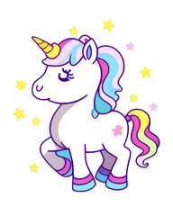 Naklejka premium Cute Unicorn Illustration - Generative AI, Üretken, Yapay Zeka