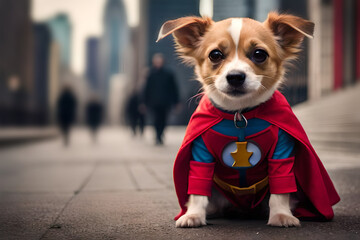 Super hero cute dog - made with Generative AI  - obrazy, fototapety, plakaty
