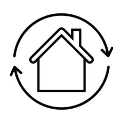 Line icon house exchange isolated on white background. Vector illustration.