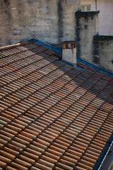 The tiled roofs of the old town in Avignon. Copy space.