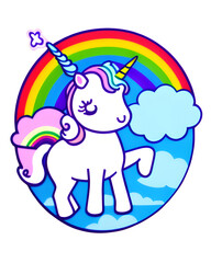 Fototapeta premium Cute Unicorn Illustration - Generative AI, Üretken, Yapay Zeka