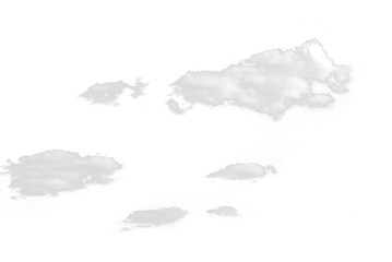 A set of isolated clouds on a PNG background. Textures and backgrounds of nature.