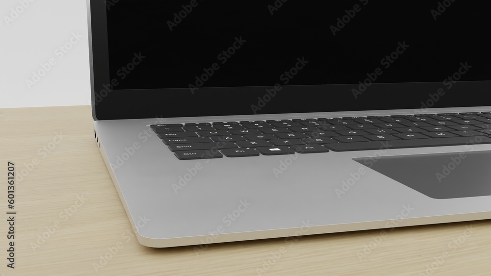 Poster notebook on the office table close up isolated on white background.