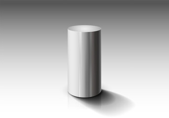 Metal cylinder on light background. Vector template for your design.