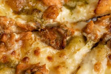 delicious homemade fast food pizza with seafood shrimp