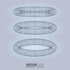 Wireframe shape. Futuristic hud element. Geometric grid. Vector illustration.