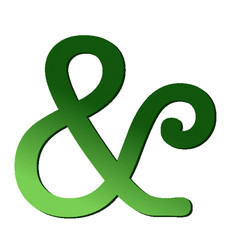 & - font symbol - greencolor -  - for website, email, presentation, advertisement, image, poster, placard, banner, postcard, ticket, logo, engraving, slide, tag - t-short, printable	&, carattere, scri