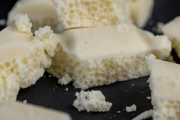 White Chocolate Bar with bubbles close-up