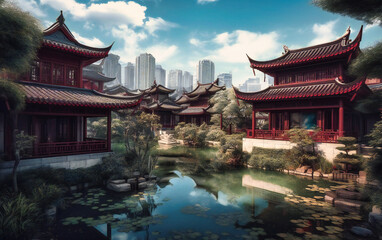 view of chinese traditional garden, shanghai