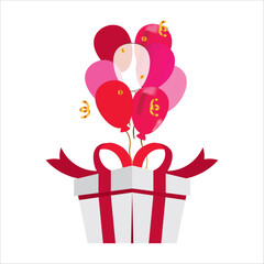 gift with balloons icon, vector, illustration, symbol