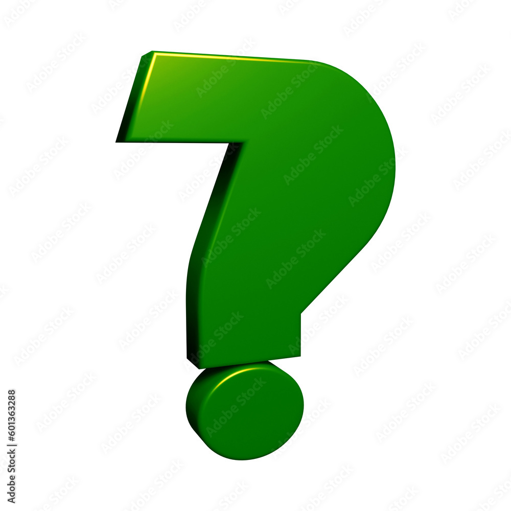 Poster green question mark or icon design in 3d rendering