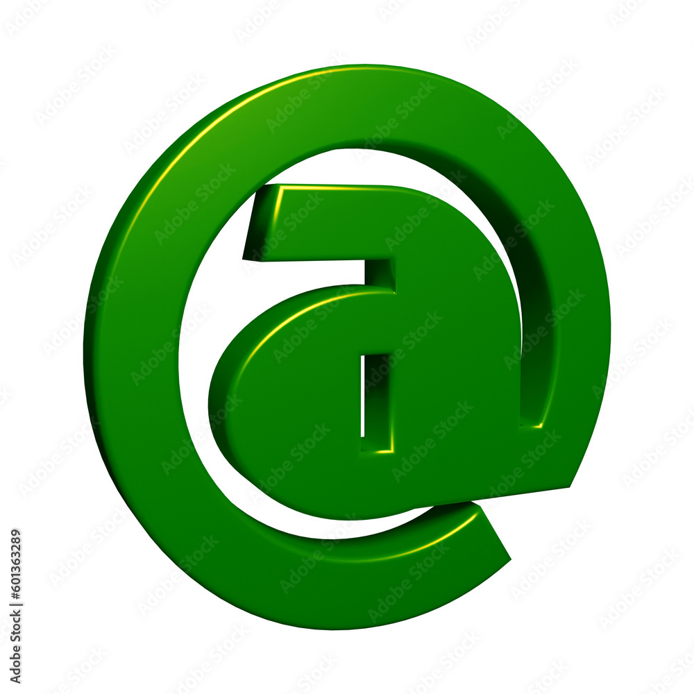 Poster green email or at symbol design in 3d rendering