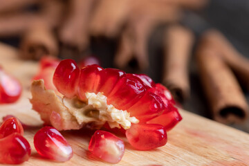 Red ripe pomegranate ready for eating