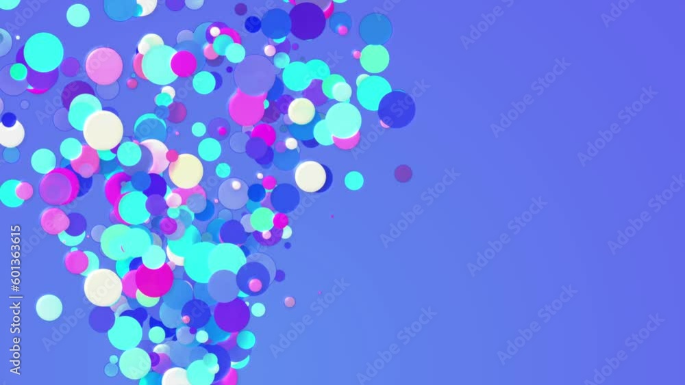 Poster flying colorful balls in light space. moving flying round spheres. flying particles in empty space. 