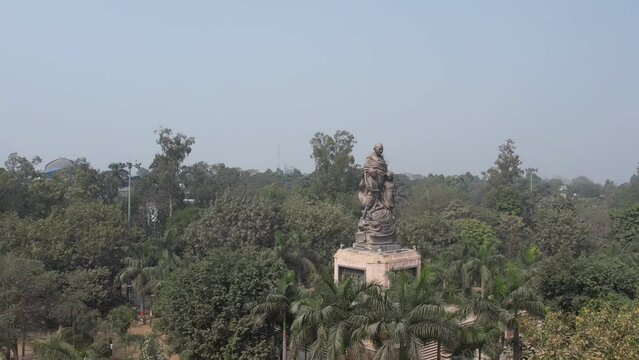Drone Shot of Mahatma Gandhi Statue, Gandhi Maidan, Patna, Bihar, India