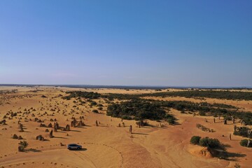 An aerial view of strange rocks