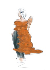 A female figure in a fur coat . Illustration female style. female poses