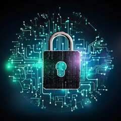 Digital Lock Protecting Data 2, created with generative Ai