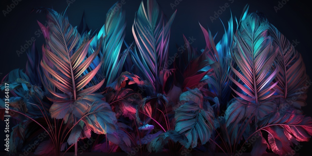 Poster a scattering of multicolored leaves on a dark backdrop Generative AI