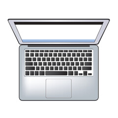 Illustration of top view of personal computer on white background