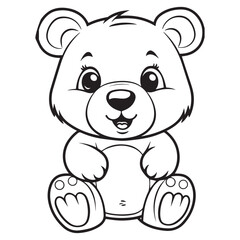 Cute Baby Ted Bear for coloring book or coloring page for kids vector clipart