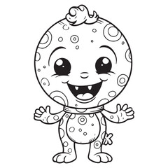 Cute Baby Monster for coloring book or coloring page for kids vector clipart