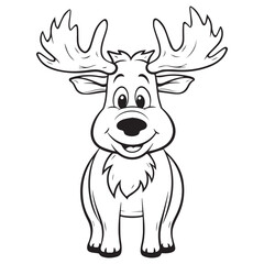 Cute Deer for coloring book or coloring page for kids vector clipart
