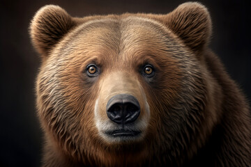 Fototapeta na wymiar Bear portrait on dark background. AI Generative