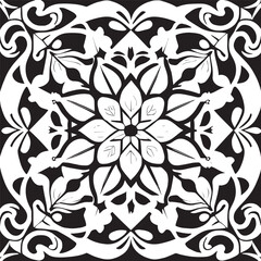 Flower clipart vector design black and white