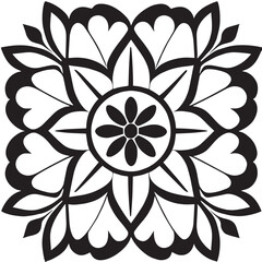Flower clipart vector design black and white
