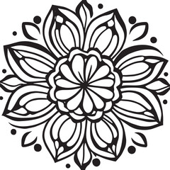 Flower clipart vector design black and white