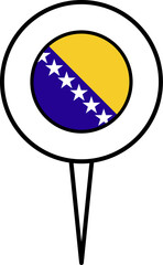 Bosnia and Herzegovina flag pin location icon.