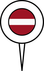 Latvia flag pin location icon.