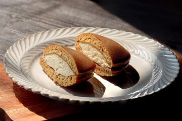 Dorayaki with cheese filling