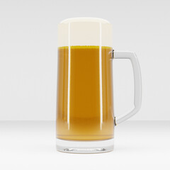Glass of beer on white background. 3d render