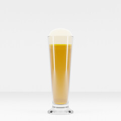 Glass of beer on white background. 3d render