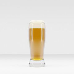 Glass of beer on white background. 3d render