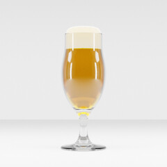Glass of beer on white background. 3d render