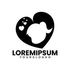 little girl love silhouette logo