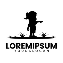 silhouette of little girl logo standing and pointing