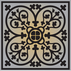 Fototapeta premium Vector gold-gray colored square ornament of ancient Greece. Classic tile pattern of the Roman Empire