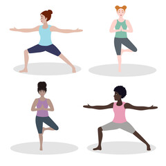 Woman exercising yoga. Illustration in flat cartoon style, concept illustration for healthy lifestyle, sport, exercising. Web page banner