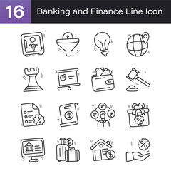 Business and Finance Outline Hand Draw icon Set 03. EPS 10 File