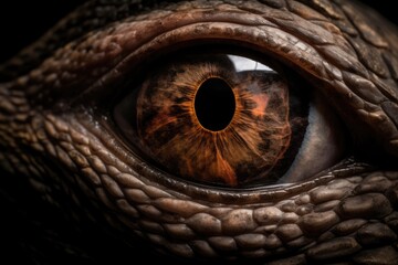 Naklejka premium Mesmerizing Close-up of a Predatory Dinosaur Eye - Generative AI Illustration